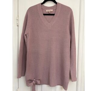 Harlow &‎ Rose XL V Neck Knit Sweater Tunic Tie Detail